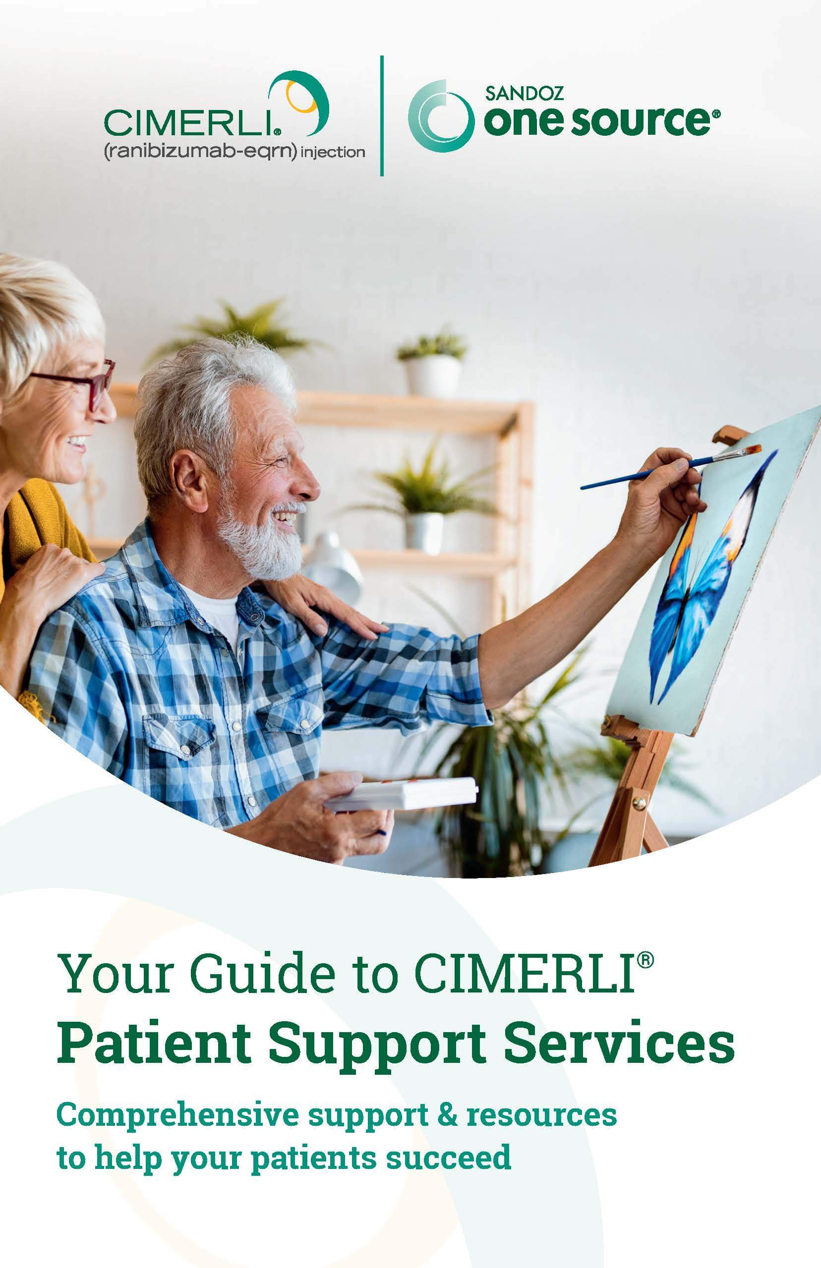 Cover of CIMERLI patient brochure, discover CIMERLI, an FDA-approved treatment for five retinal conditions.